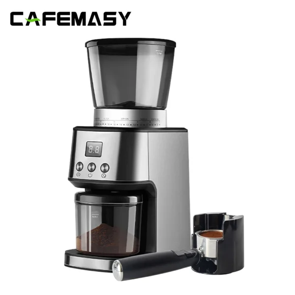 CAFEMASY Electric Coffee Grinder Machine Precise Control Cafe Automatic Coffee Beans Mill Conical Burr Grinder for Kitchen Tool