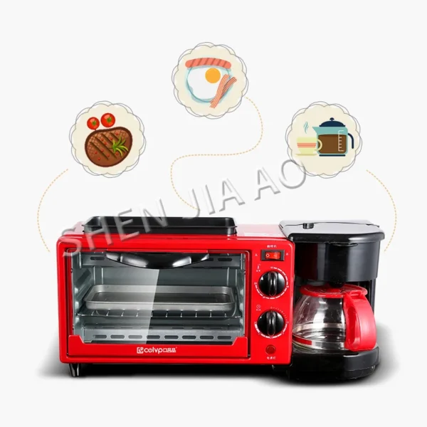 3 in 1 Multifunctional Breakfast Machine Coffee Maker Oven Roaster Machine Home Automatic Breakfast Maker Bread Maker Hot Milk